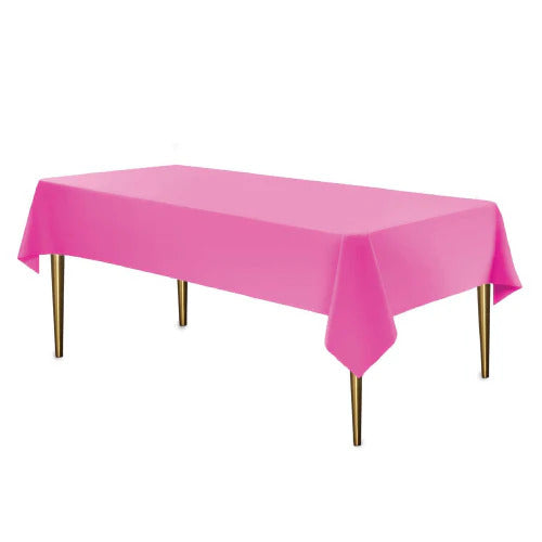 Premium Plastic Pink Tablecloth Disposable Plastic Table Cover for Rectangle Tables 54" x 108"
