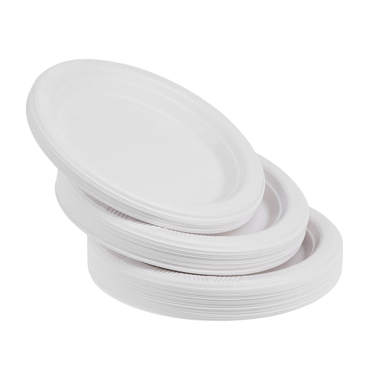 100 Pack White Lightweight Plastic Plates 7" - Decodine