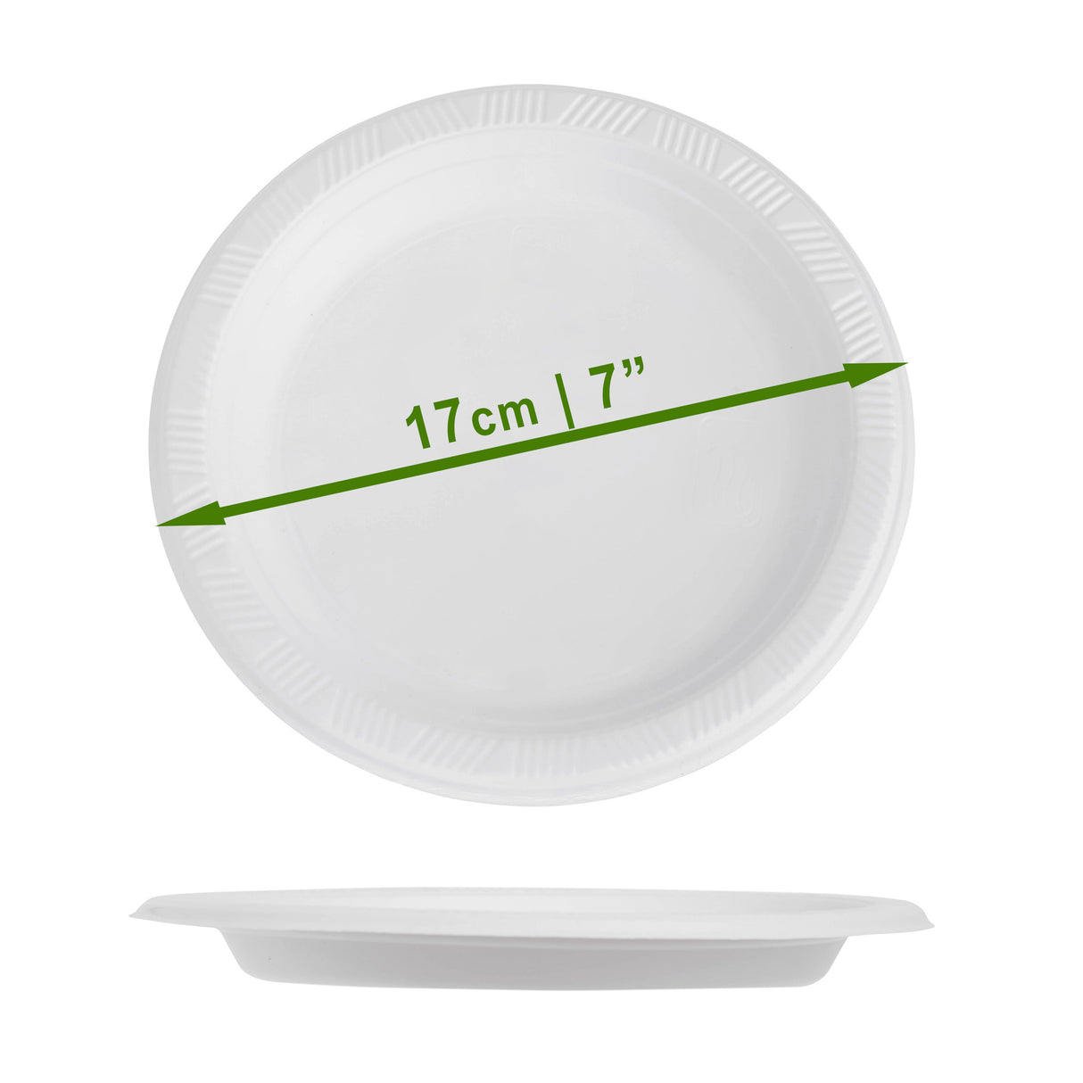 100 Pack White Lightweight Plastic Plates 7" - Decodine
