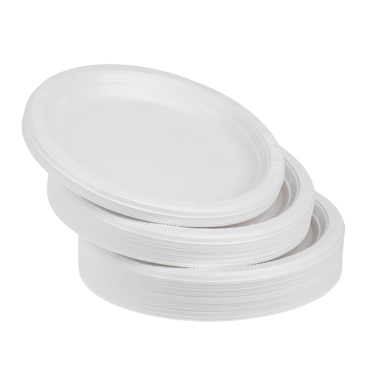 100 Pack White Lightweight Plastic Plates 9" - Decodine