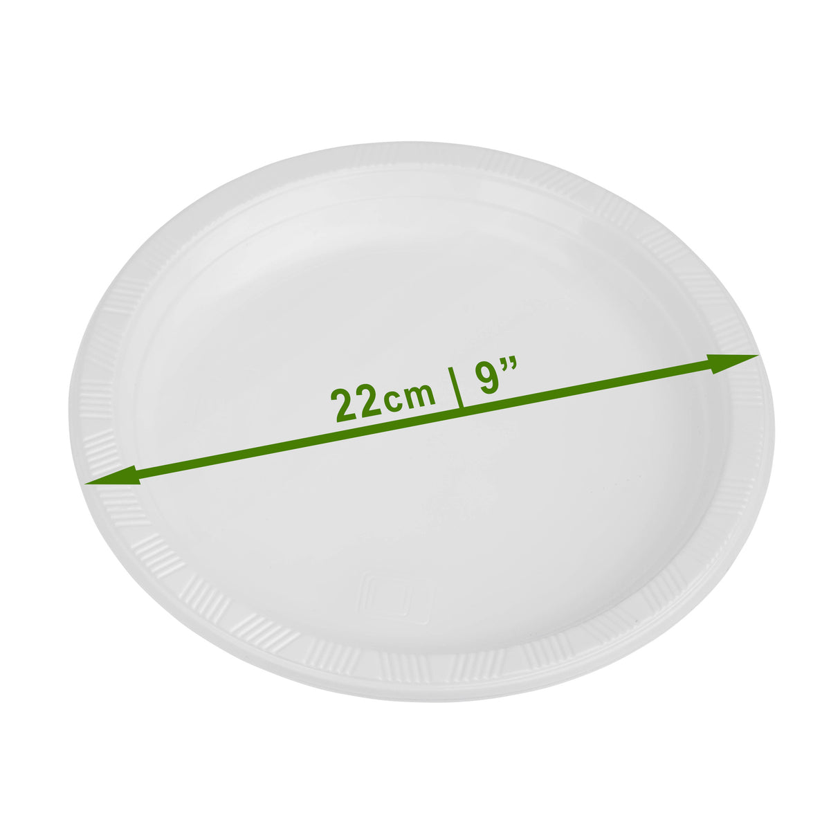 100 Pack White Lightweight Plastic Plates 9" - Decodine
