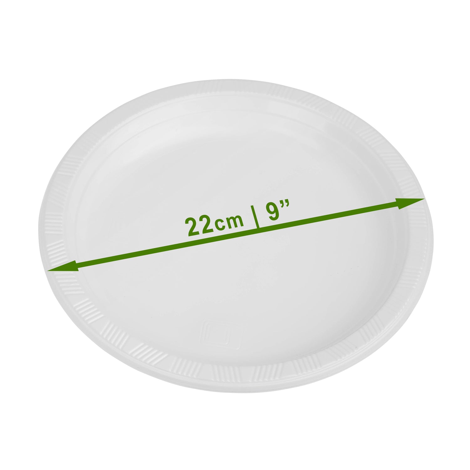 100 Pack White Lightweight Plastic Plates 9" - Decodine