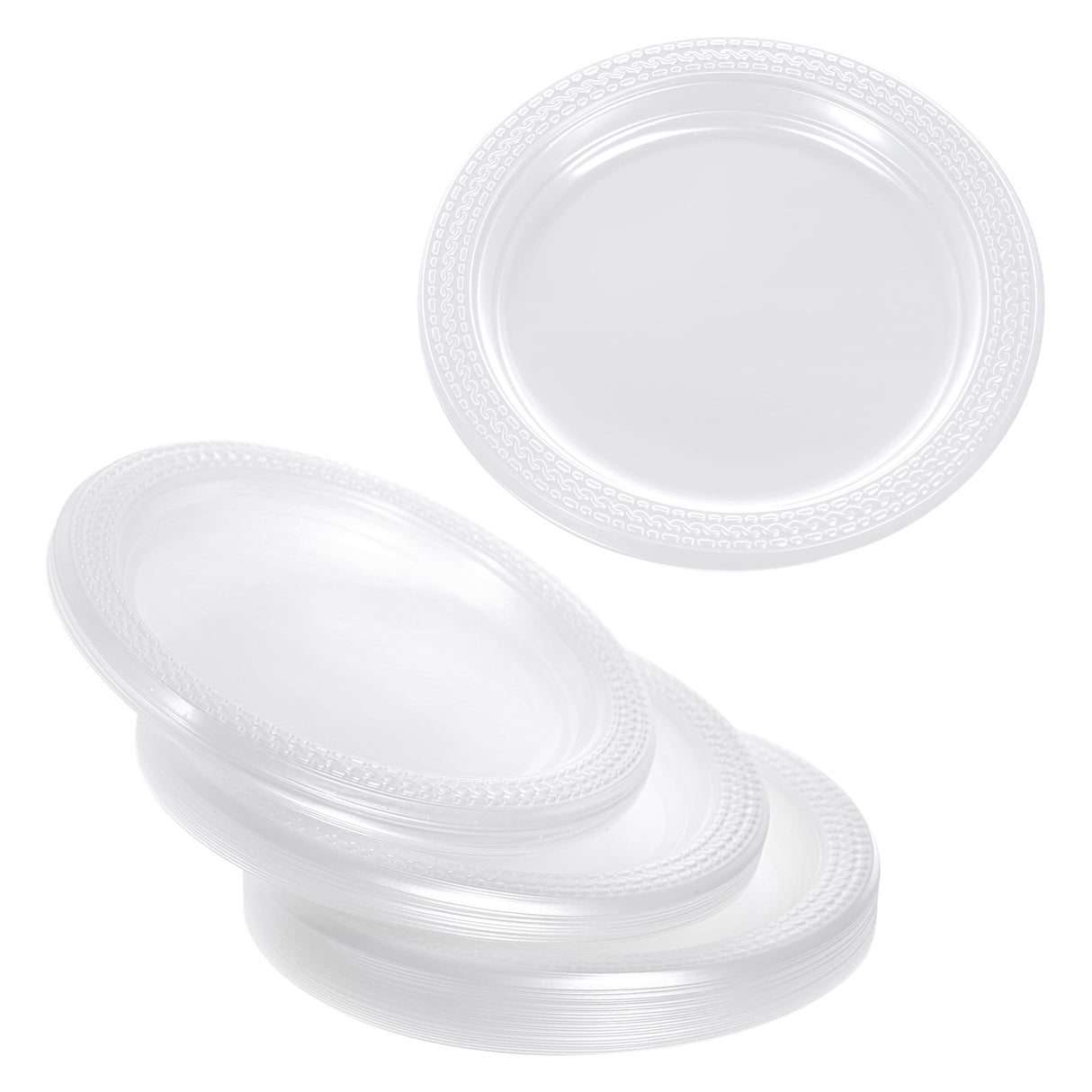 40 Pack Clear Plastic Side Salad Plates 7 Inch | 18cm Small Dessert