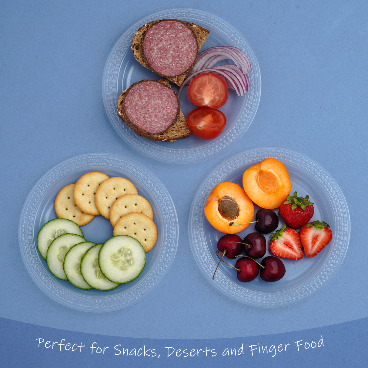 40 Pack Clear Plastic Side Salad Plates 7 Inch | 18cm Small Dessert