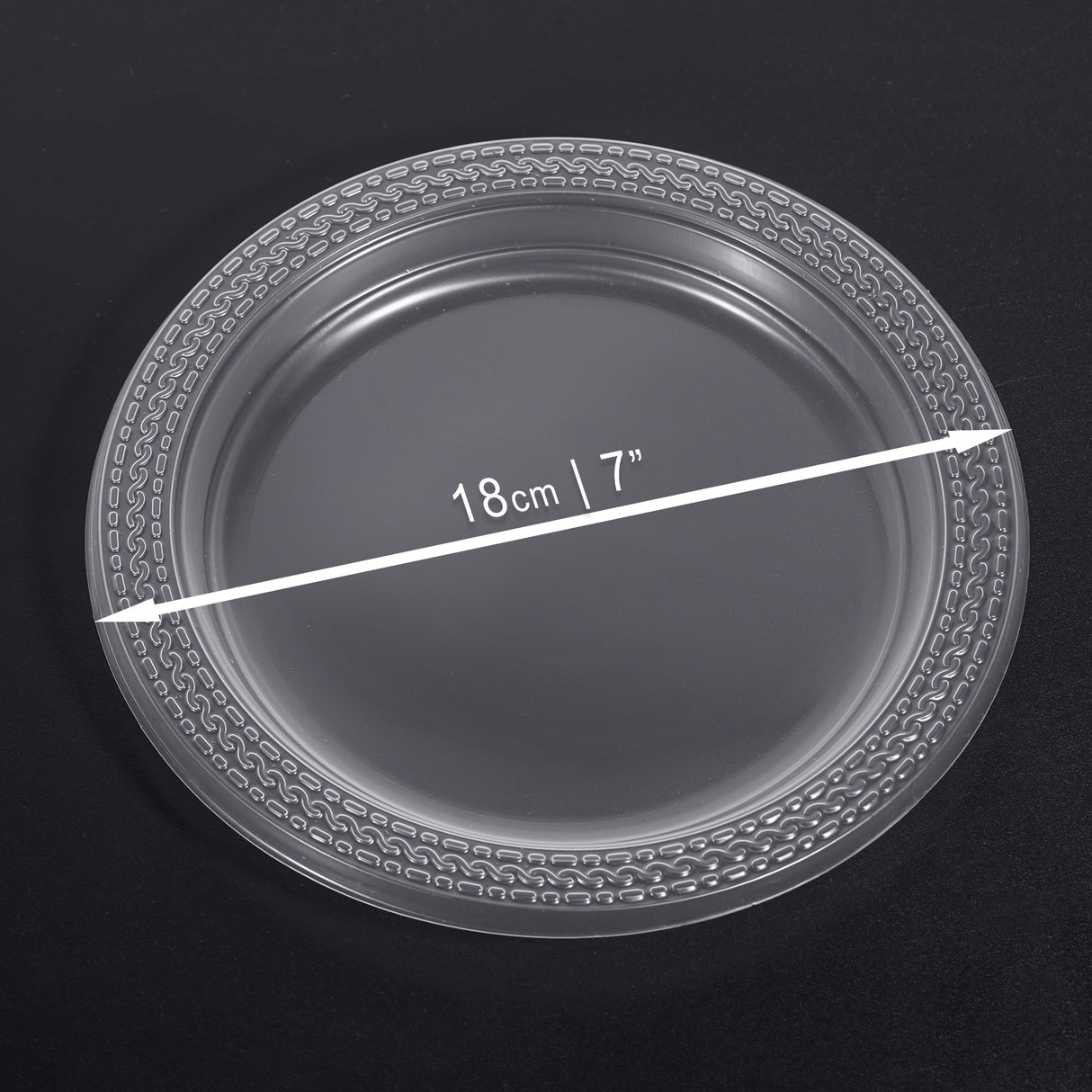 40 Pack Clear Plastic Side Salad Plates 7 Inch | 18cm Small Dessert