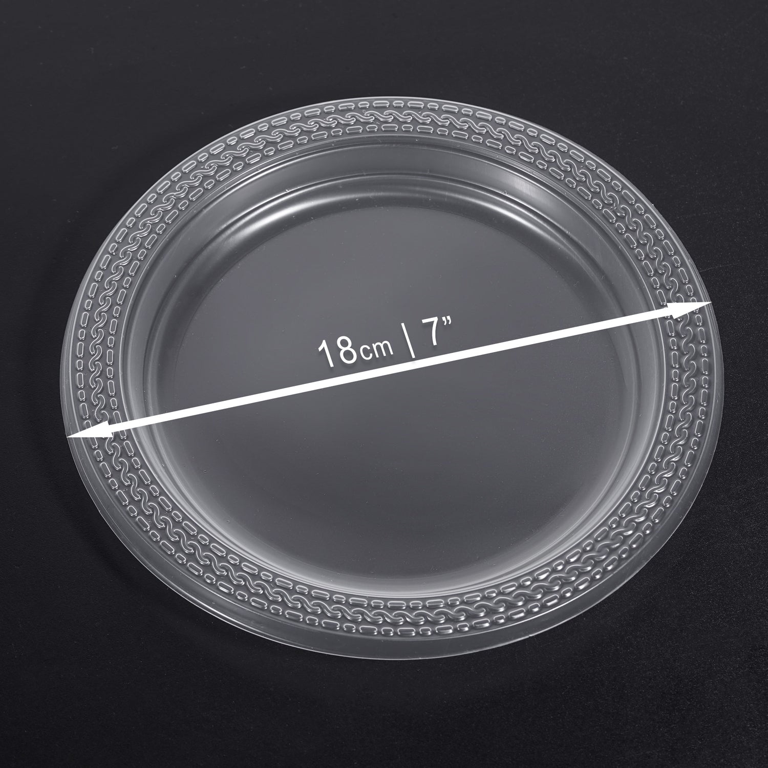 40 Pack Clear Plastic Side Salad Plates 7 Inch | 18cm Small Dessert