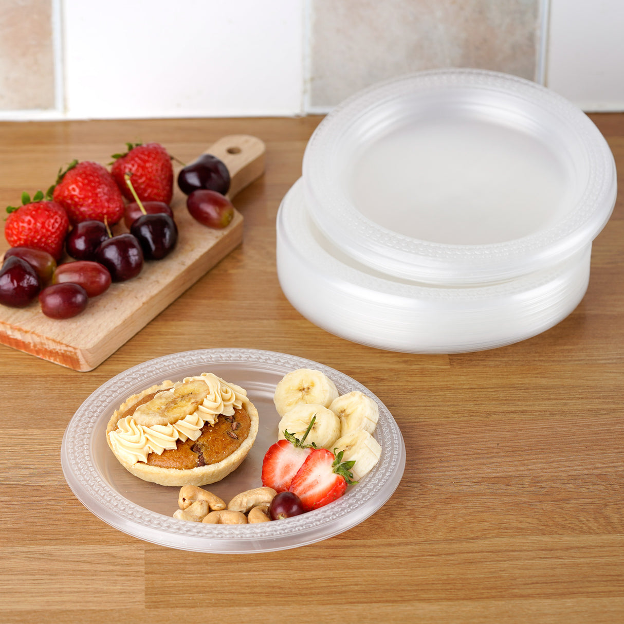 40 Pack Clear Plastic Side Salad Plates 7 Inch | 18cm Small Dessert
