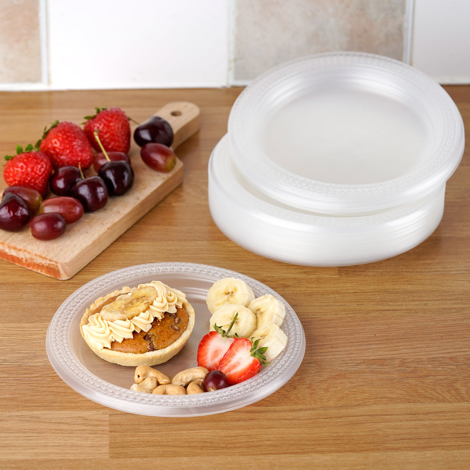 40 Pack Clear Plastic Side Salad Plates 7 Inch | 18cm Small Dessert