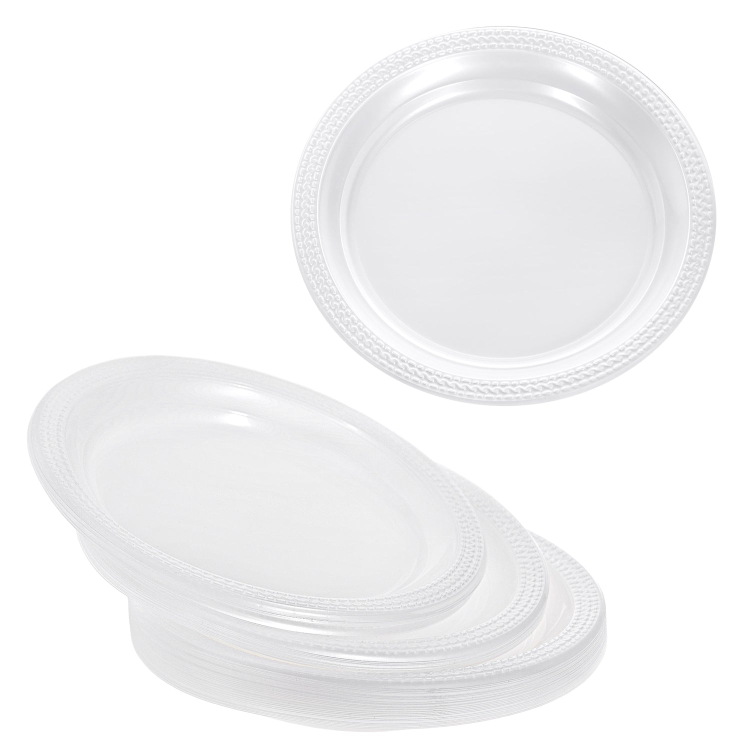 40 Pack Clear Plastic Large Party Plates 9 Inch | 23cm Reusable
