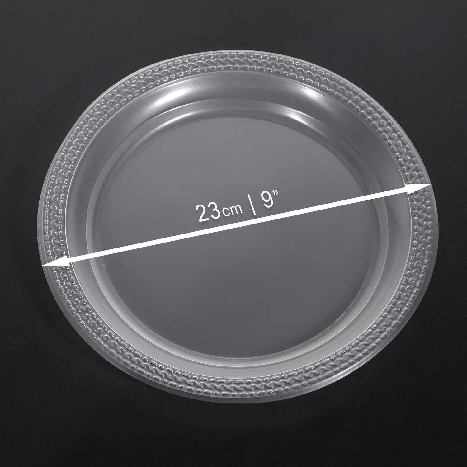 40 Pack Clear Plastic Large Party Plates 9 Inch | 23cm Reusable