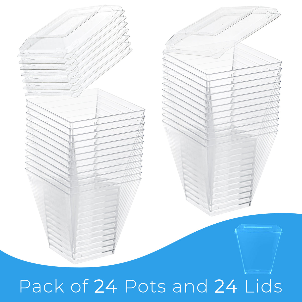 24 Pack 4oz Plastic Mini Dessert Cups/Dessert Bowls with Lids - Decodine