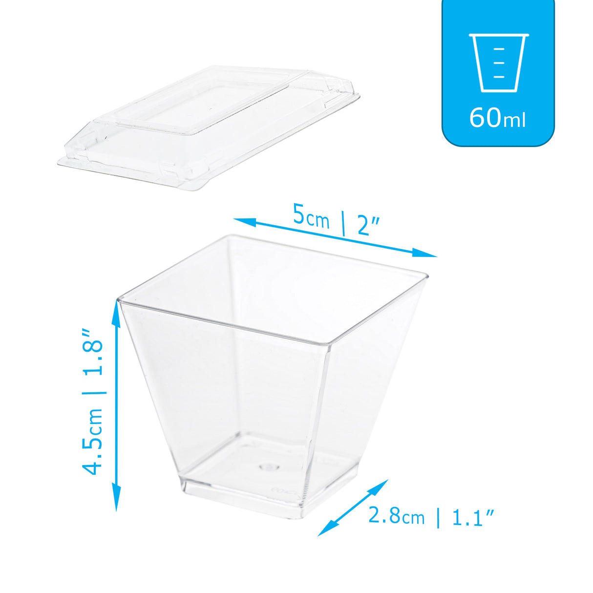 24 Pack 2oz Plastic Mini Dessert Cups/Dessert Bowls with Lids - Decodine