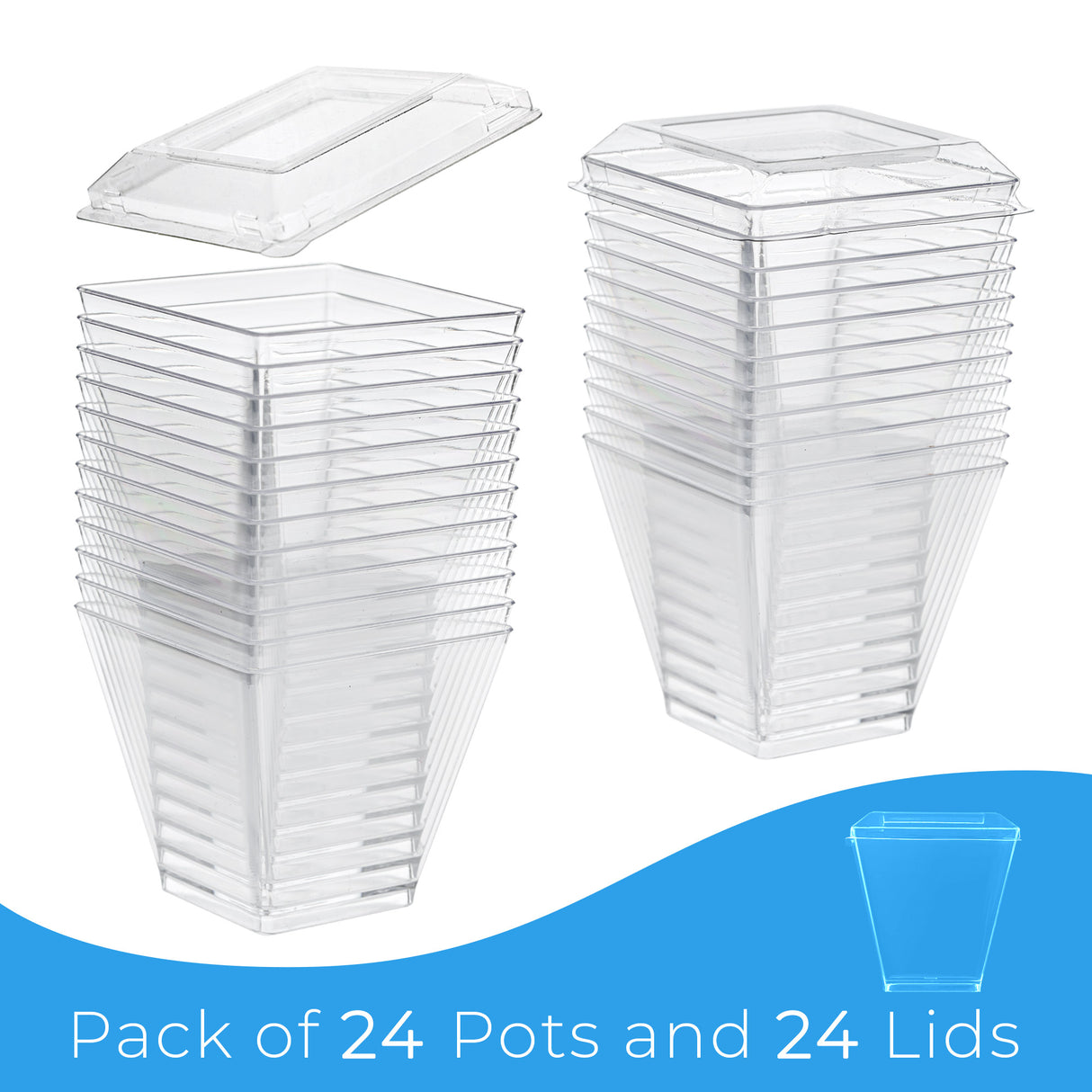 24 Pack 2oz Plastic Mini Dessert Cups/Dessert Bowls with Lids - Decodine