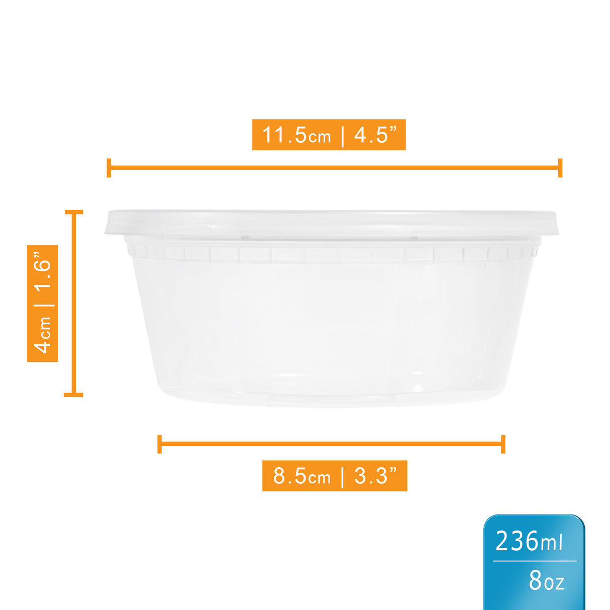 36-Pack 8 oz Clear Round Plastic Containers Deli Tubs- Ideal for Soup & Food Storage - Decodine