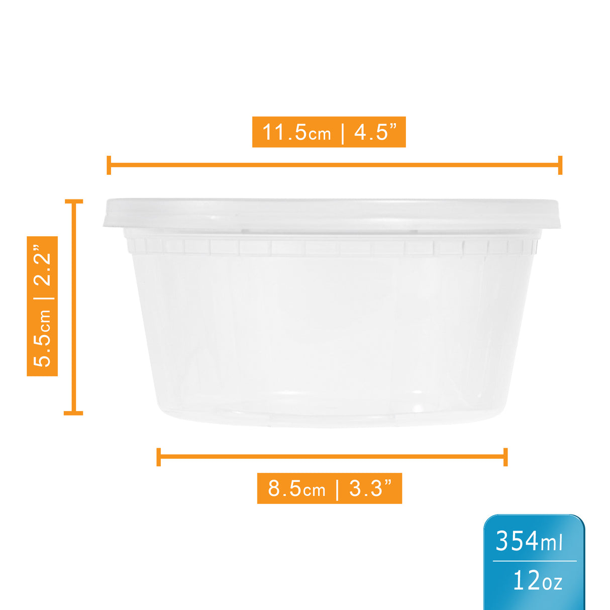 12-Pack 12 oz Clear Round Plastic Containers Deli Tubs - Ideal for Soup & Food Storage
