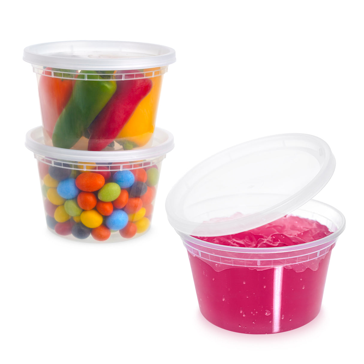 12-Pack 16 oz Clear Round Plastic Containers Deli Tubs - Ideal for Soup & Food Storage - Decodine