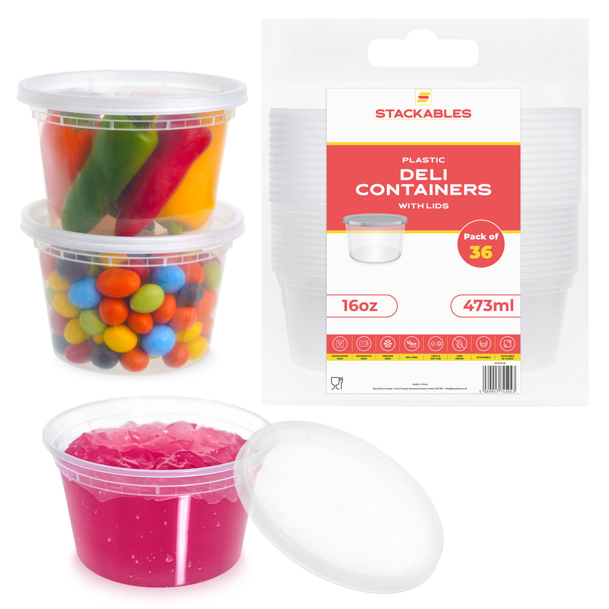 36-Pack 16 oz Clear Round Plastic Containers Deli Tubs - Ideal for Soup & Food Storage