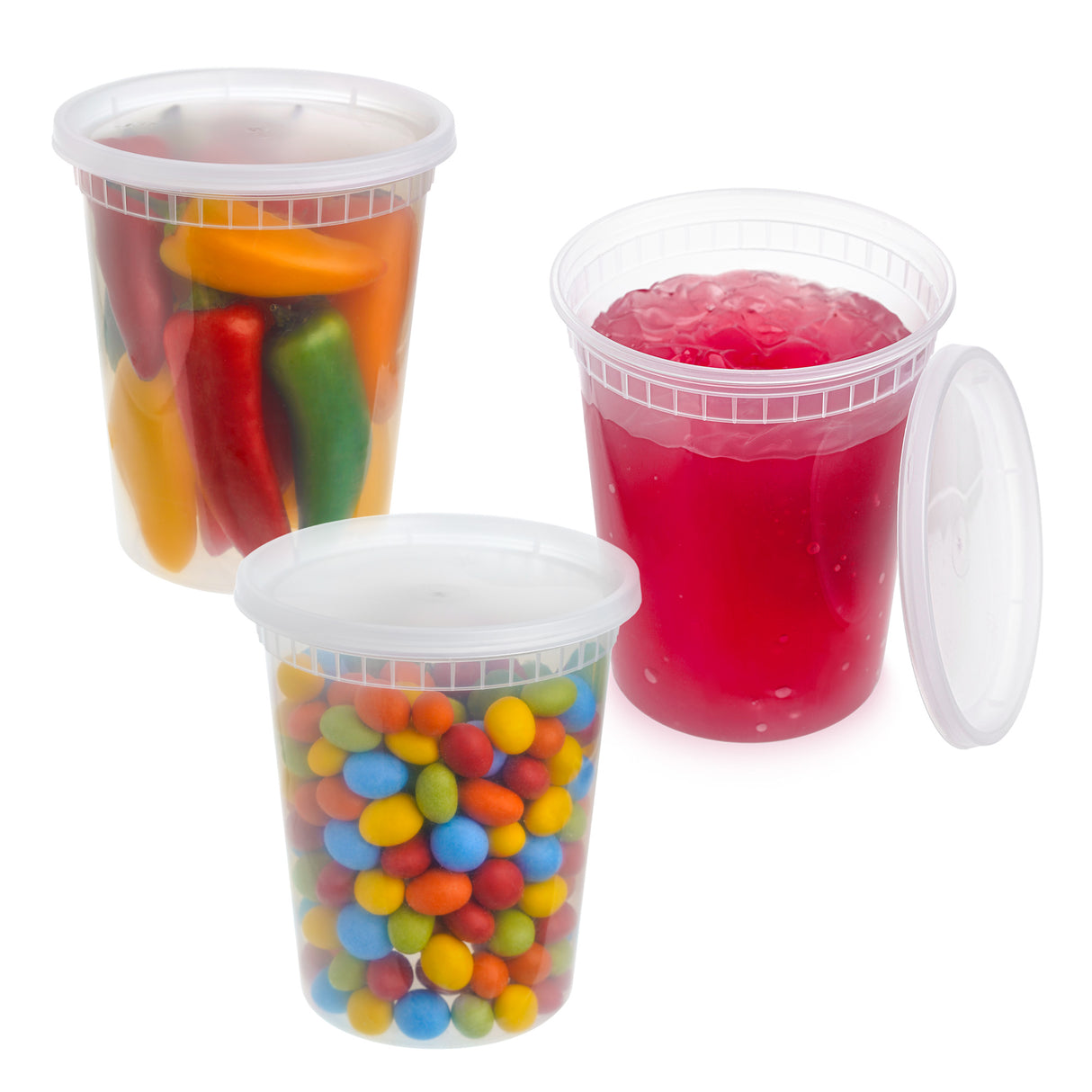 12-Pack 32 oz Clear Round Plastic Containers Deli Tubs- Ideal for Soup & Food Storage - Decodine