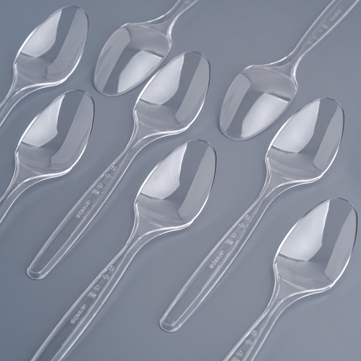 100 Pack Reusable Clear Plastic Spoons - Dishwasher and Microwave Safe - Decodine
