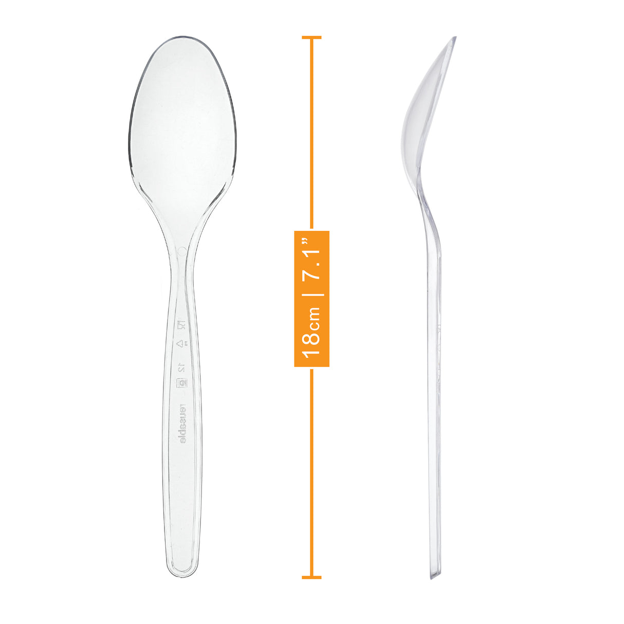 40 Pack Reusable Clear Plastic Spoons - Dishwasher and Microwave Safe - Decodine