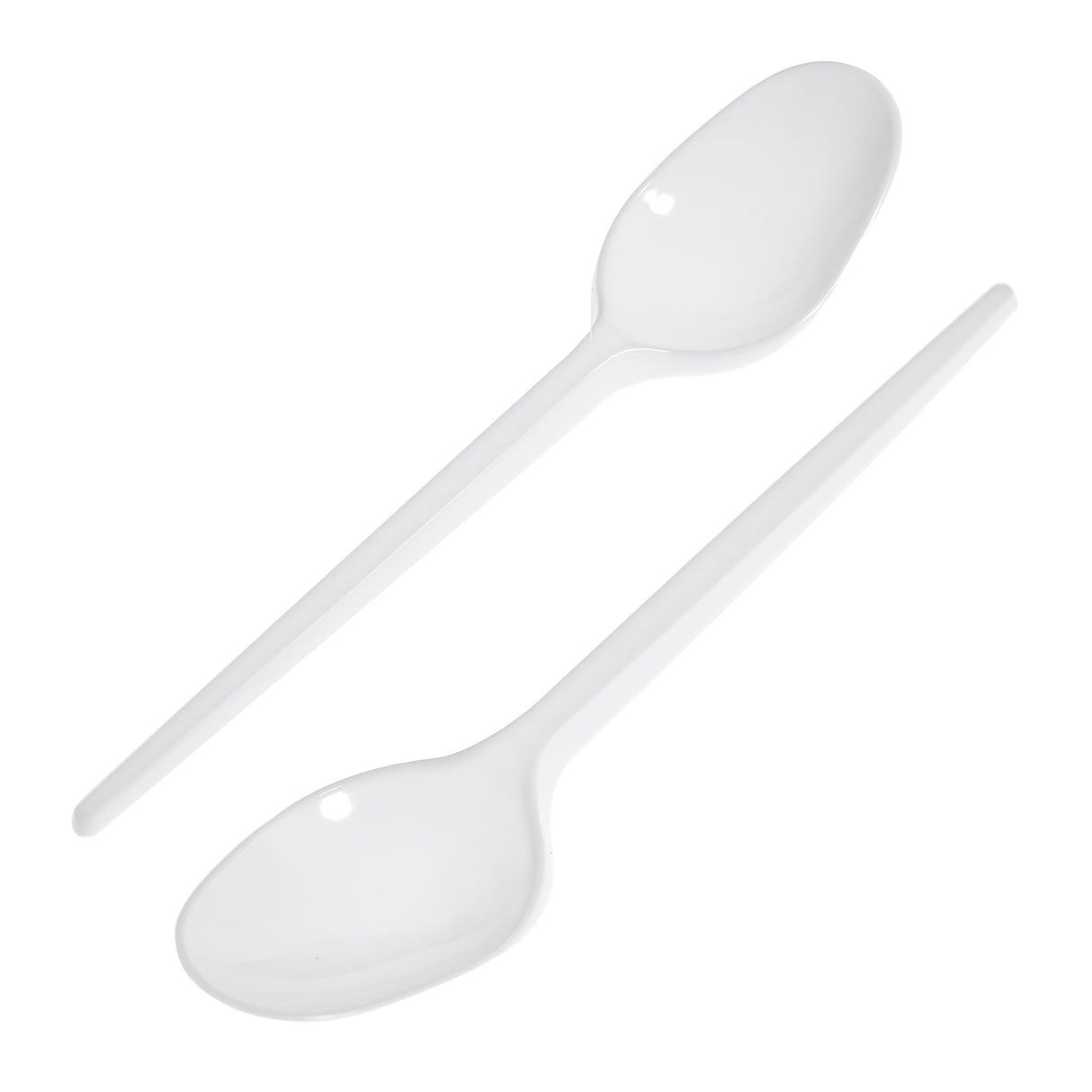 100 Pack Reusable White Plastic Spoons - Dishwasher and Microwave Safe - Decodine