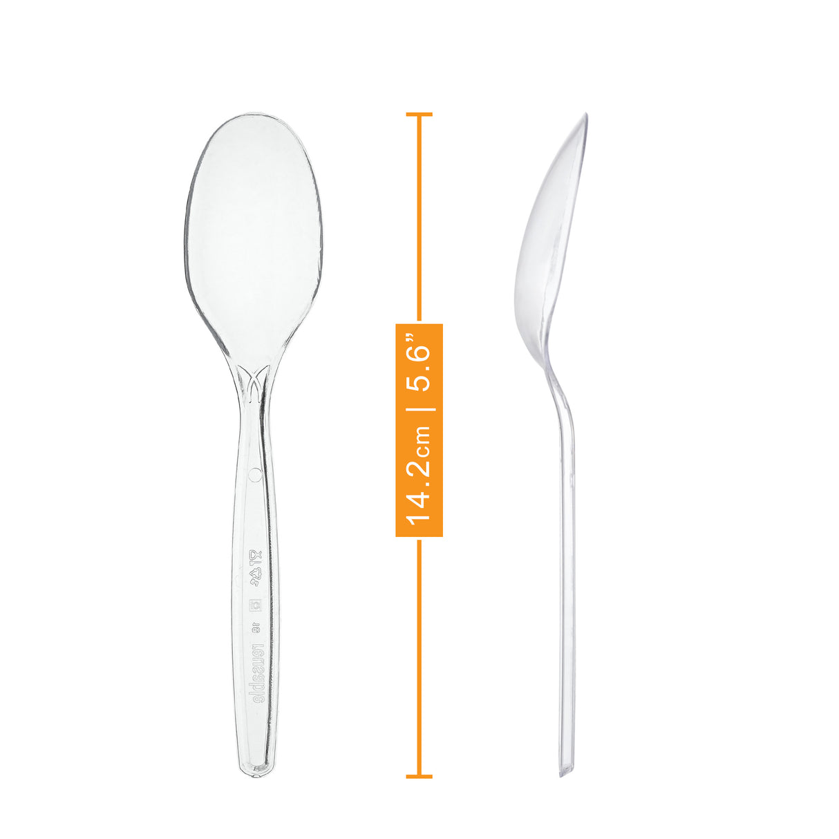 100 Pack Reusable Clear Plastic Tea Spoons/Dessert - Dishwasher and Microwave Safe - Decodine