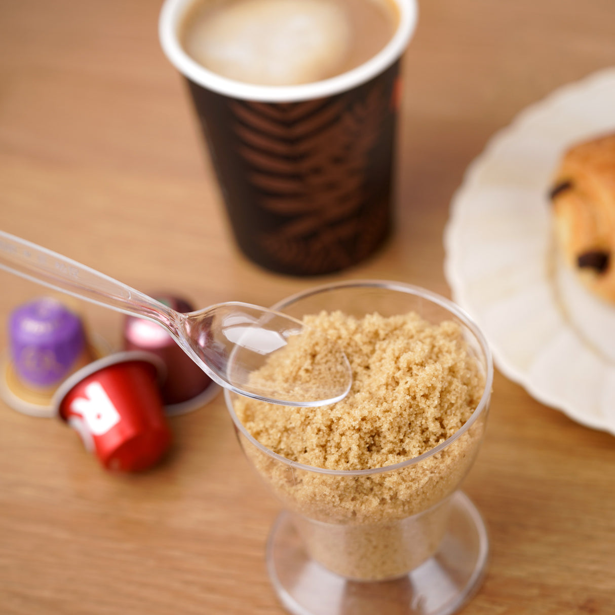 100 Pack Reusable Clear Plastic Tea Spoons/Dessert - Dishwasher and Microwave Safe - Decodine