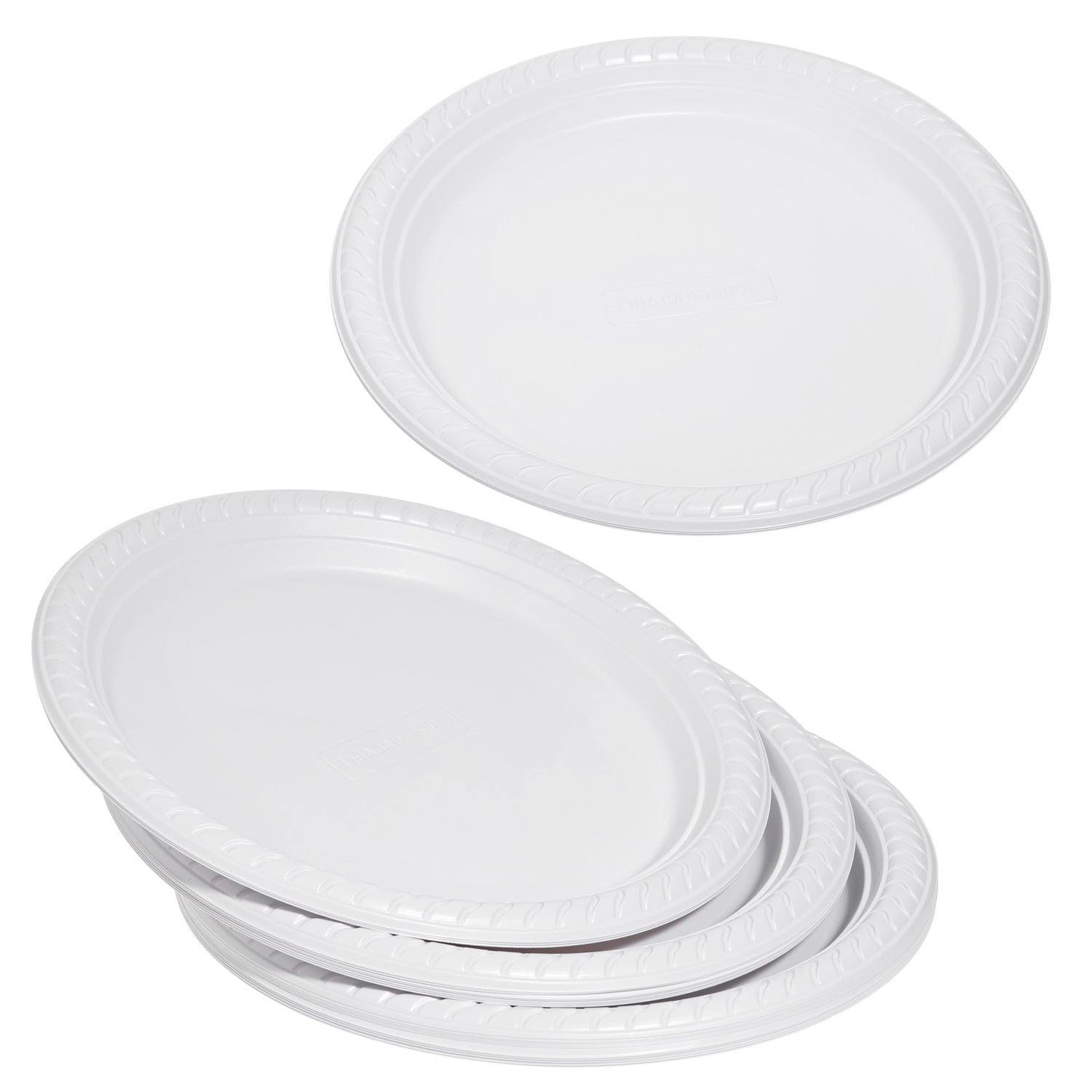 Eco-Friendly 150 Pc White Party Set Serves 25 People - 7-Inch Plates, 10-Inch Plates, 12oz Cups, Spoons, Forks, Knives - Made of Cornstarch - Decodine