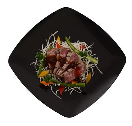 10 Pack 10" Square Plastic Black Dinner Plates - Decodine