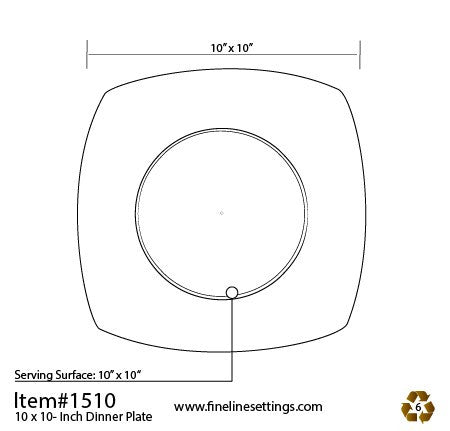 10 Pack 10" Square Plastic Black Dinner Plates - Decodine