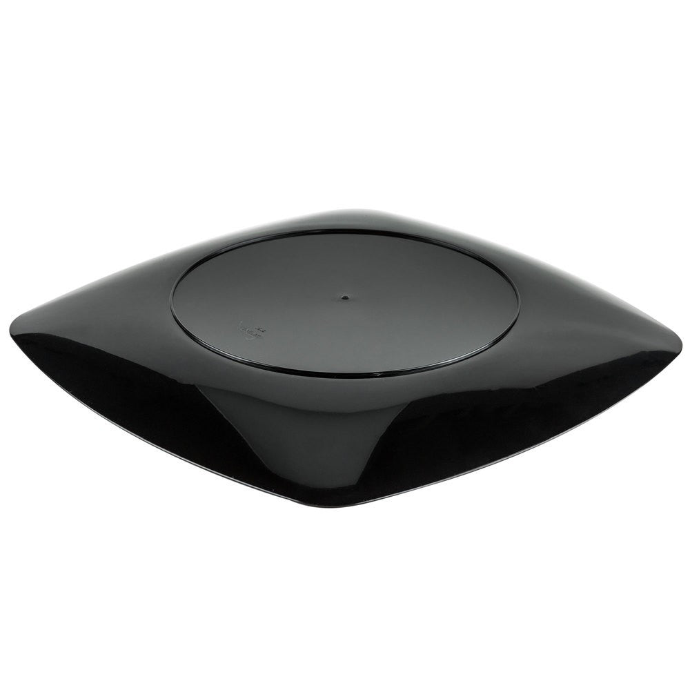 10 Pack 10" Square Plastic Black Dinner Plates - Decodine
