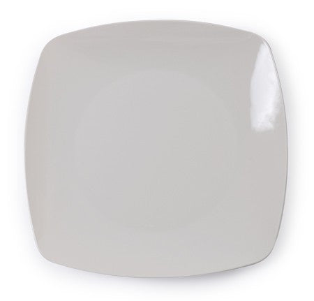 10 Pack 10" Square Plastic Ivory Dinner Plates - Decodine