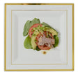 10 Pack 10" Square Plastic Salad Plates - Ivory with Gold Rim - Decodine