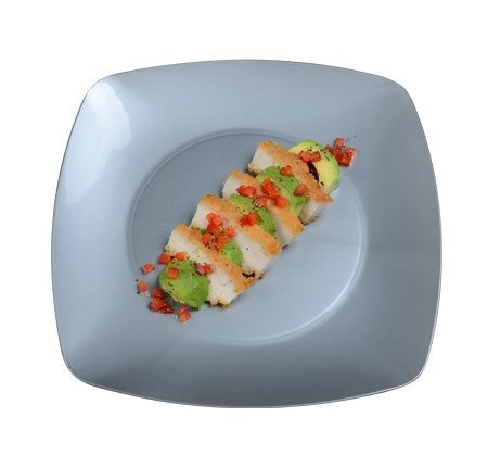10 Pack 10" Square Plastic Silver Dinner Plates - Decodine