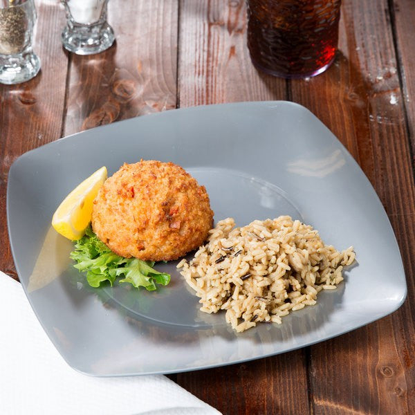 10 Pack 10" Square Plastic Silver Dinner Plates - Decodine