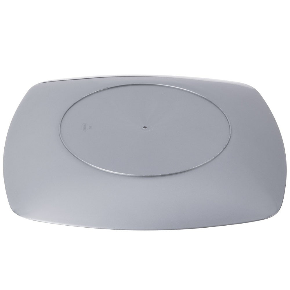 10 Pack 10" Square Plastic Silver Dinner Plates - Decodine