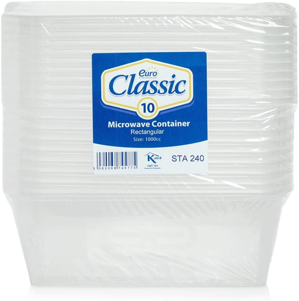 10 Pack 1000ml Rectangular Plastic Containers with Lids - Decodine