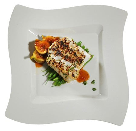 10 Pack 10.75" Square Wavy Ivory Large Plastic Dinner Plates - Decodine
