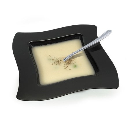 10 Pack 12OZ Square Wavy Black Plastic Soup Bowl - Decodine