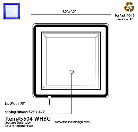 10 Pack 4.5" Square Mini Plastic Dessert Plates - Ivory with Gold Rim - Decodine