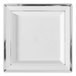 10 Pack 4.5" Square Mini Plastic Dessert Plates - White with Silver Rim - Decodine