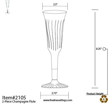 10 Pack 5oz Plastic Champagne Flutes (2-Piece) - Decodine