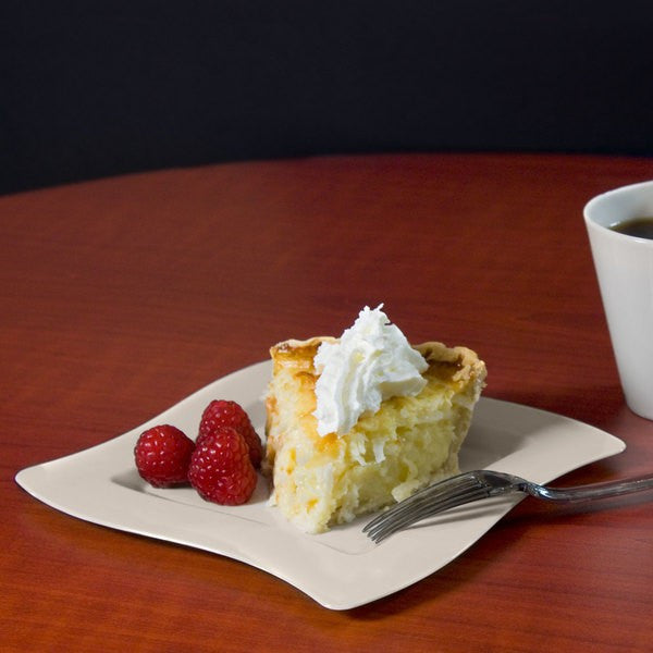 10 Pack 6.5" Square Wavy Ivory Plastic Dessert Plates - Decodine