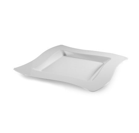 10 Pack 6.5" Square Wavy White Small Plastic Dessert Plates - Decodine