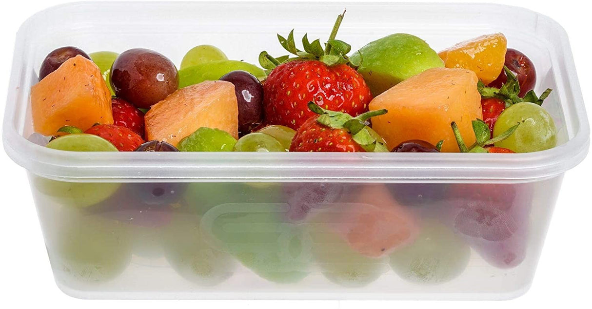 10 Pack 650ml Rectangular Plastic Containers with Lids - Decodine