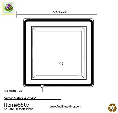 10 Pack 7.25" Square Plastic Salad Plates - White with Silver Rim - Decodine