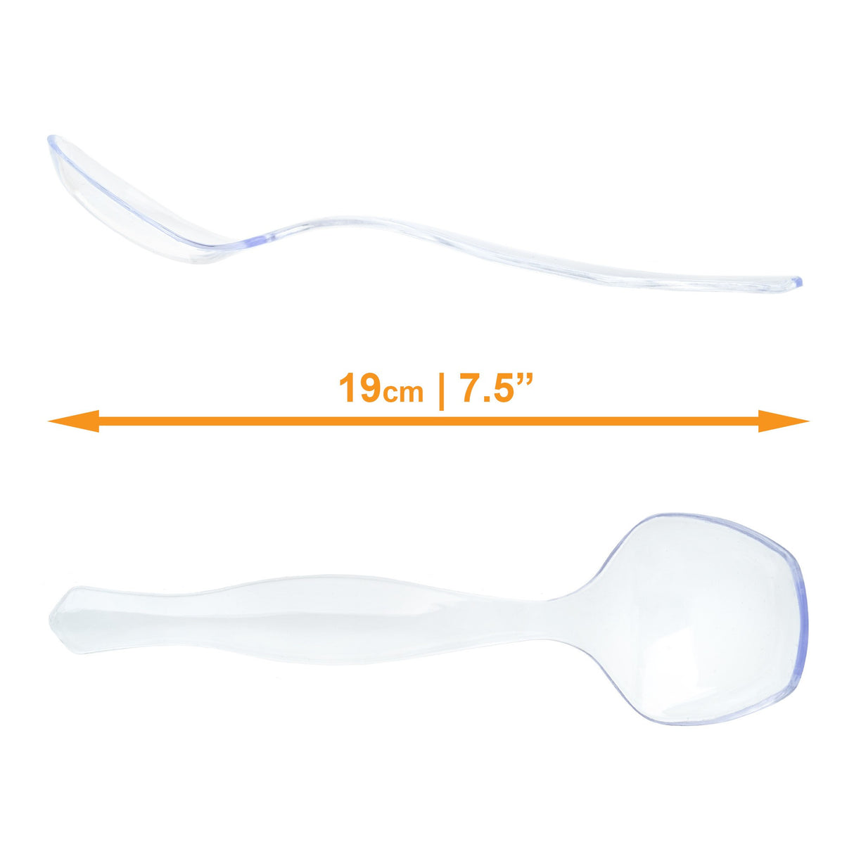 10 Pack 7.5" Clear Plastic Serving Spoons - Decodine