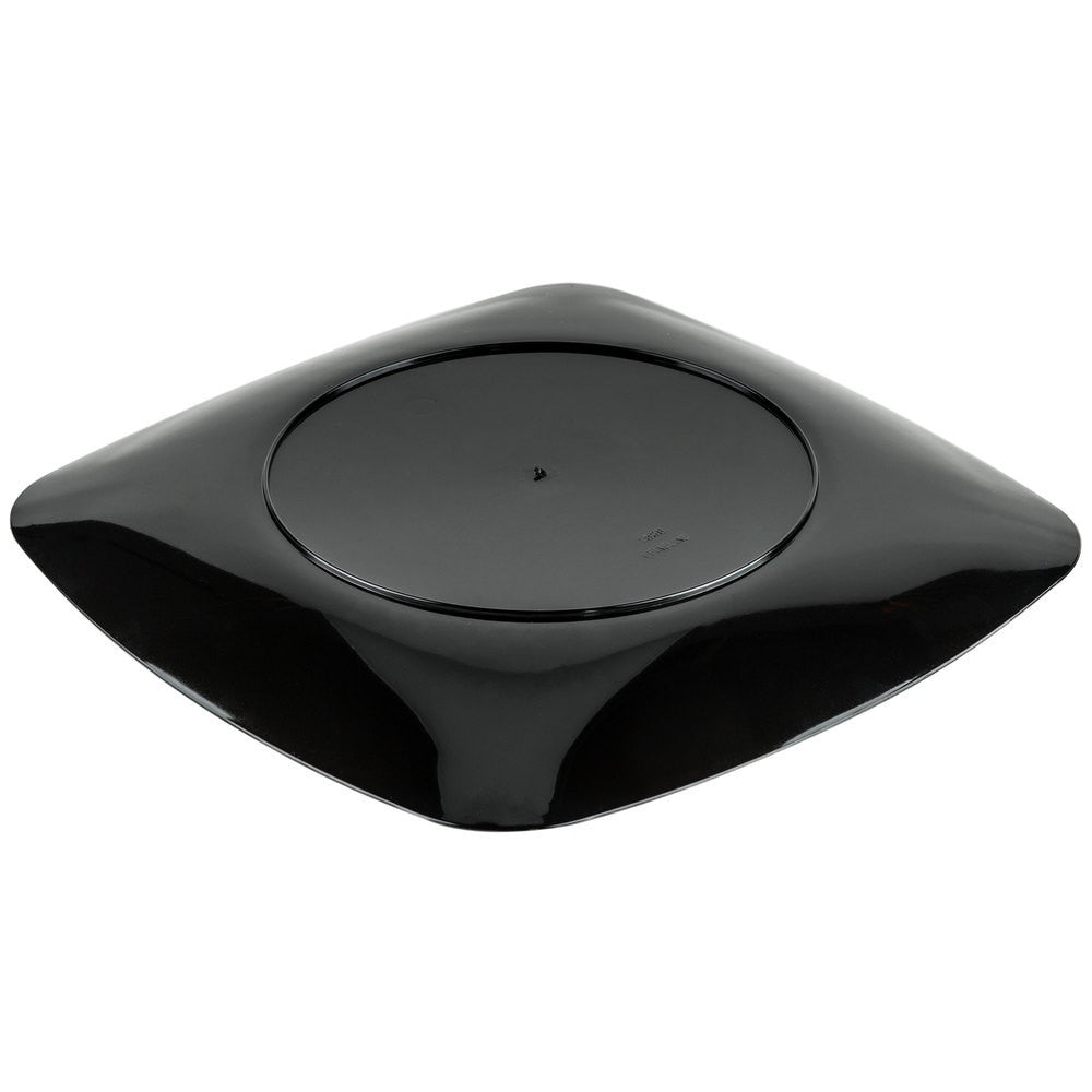 10 Pack 7.5" Square Plastic Black Salad Plates - Decodine