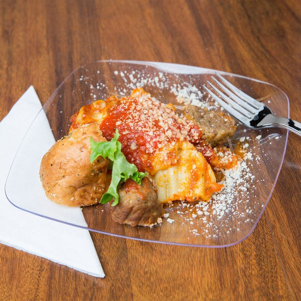 10 Pack 7.5" Square Plastic Clear Salad Plates - Decodine