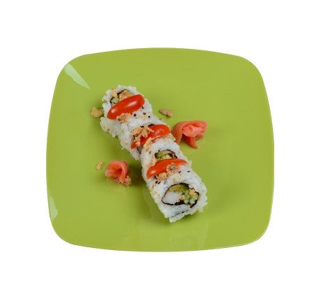 10 Pack 7.5" Square Plastic Green Salad Plates - Decodine